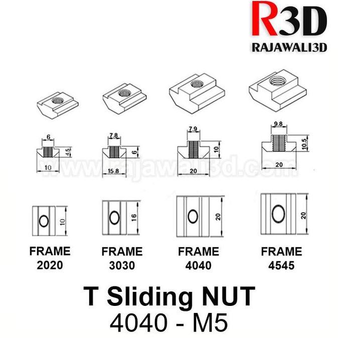 T Nut M5 Tee Nut T Sliding Nut 40-M5 Square Aluminium Profile 4040
