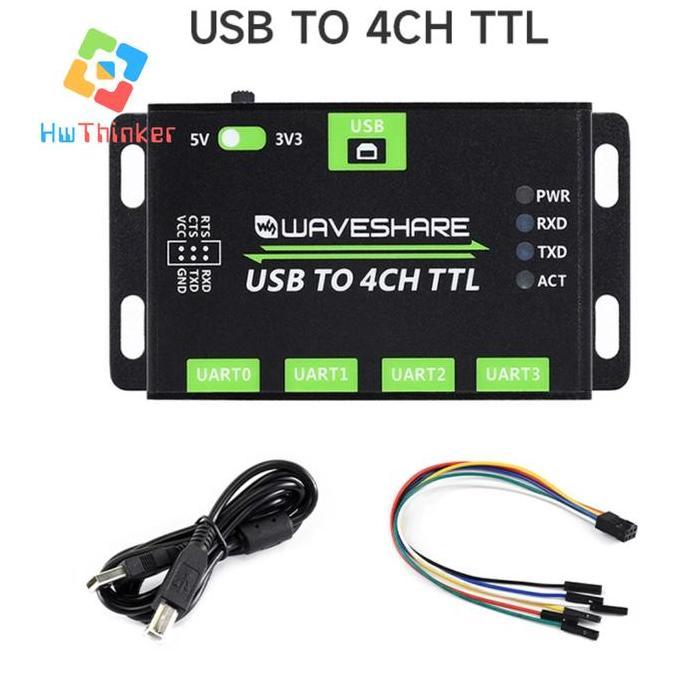 TERBARU - Waveshare Industrial Converter USB TO 4CH 4 Channel 4 CH TTL UART Multiple Serial Port Sta