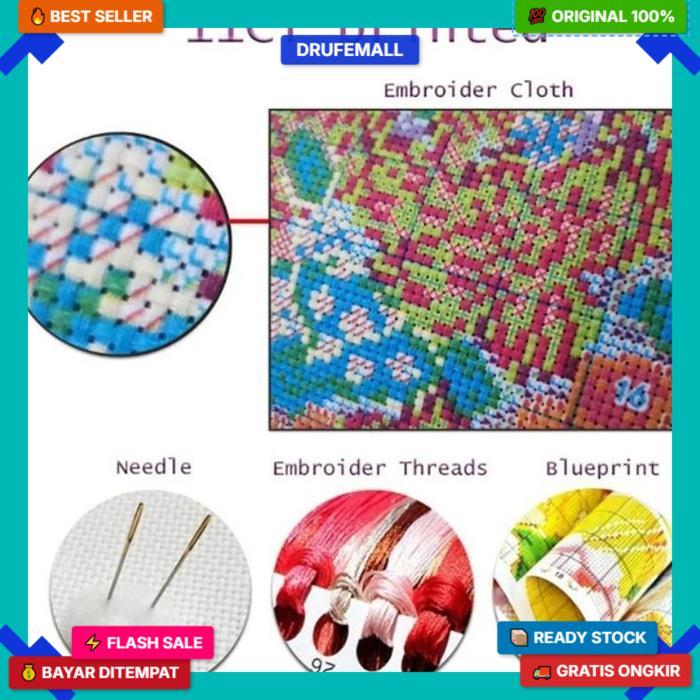 Set Lengkap Cross Stitch 11Ct 14Ct / Kristik Paket Lengkap, Kristik Modern Paket Lengkap Kristik Uku