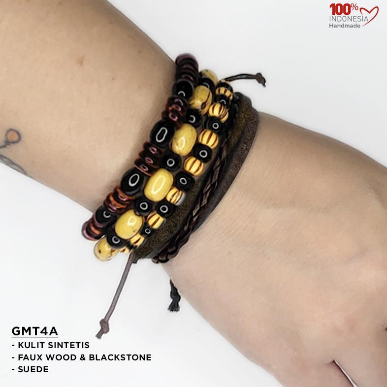 Hemat Gmt4D Gelang Multilayer Set Isi 4 Pcs - Gelang Pria Etnik, Vintage, Retro Style