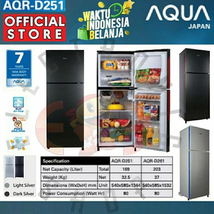 Aqua Aqr D251 Kulkas 2 Pintu 169 L - D251