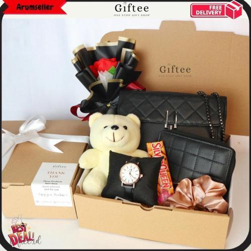 Hampers Zara Tas Wanita Premium Dompet Jam Parfum Boneka Kado Valentine Selempang Sling Bag Hadiah G