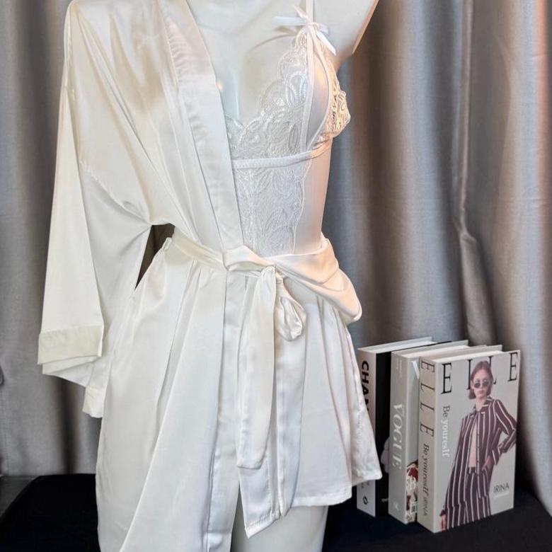 Disc Crystal Gabby Lingerie Kimono 2In1 Baju Tidur Sexy Lingerie Wanita / Lingerie Bodysuit Baju Sex