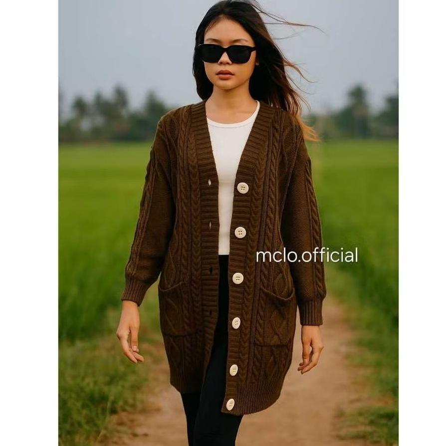 Murah Outer Rajut Panjang Wanita-Cardigan Rajut Tebal (Best Seller)