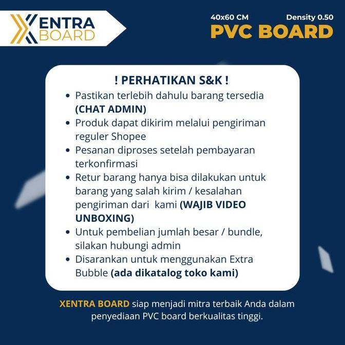 KHUSUS INSTAN PVC Foam Board Putih Ukuran 40x60 60x80 | Tebal 3mm/5mm/6mm/8mm/9mm/10mm | Anti Air & 