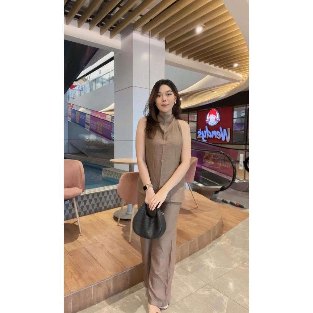 Viral  New Gny One Set - Setelan Korean Atasan Dan Bawahan Wanita - Top Baju Wanita Dengan Tali & Le