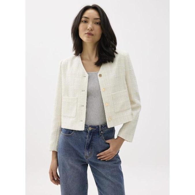 Love Bonito - Jaket Wanita - Zanna Detachable Collar Tweed Jacket