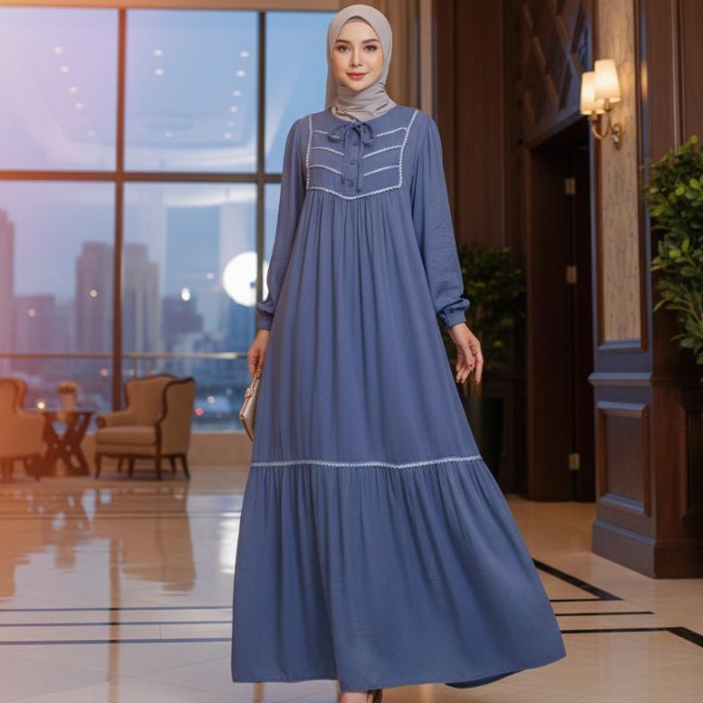 Zeeya Collection Zoya Gamis Dress Umroh Hitam Polos Rayon Twill Busui Friendly Size M L Xl & Jumbo