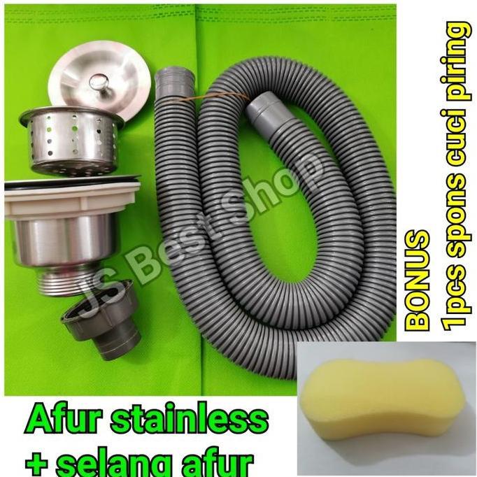 Afur stainless plus selang afur, saringan cucian piring