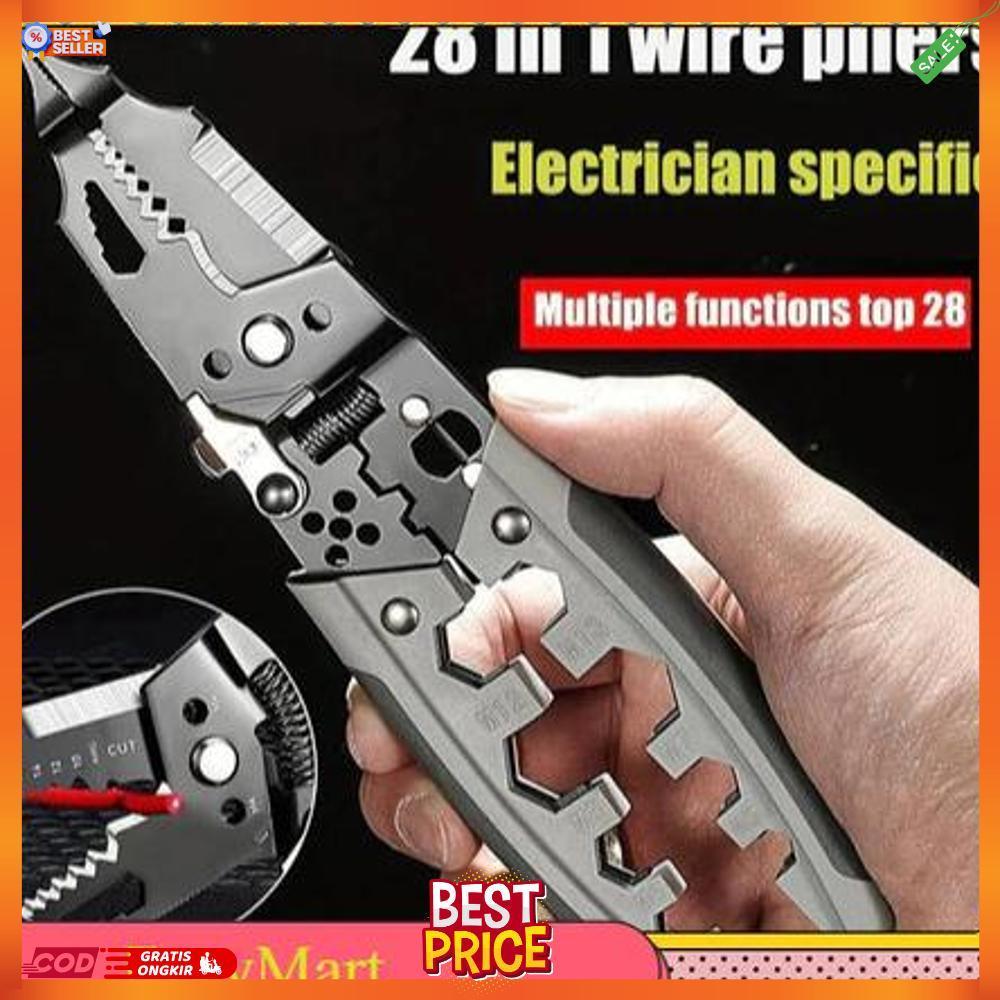 EzzyMart - L3 28 in 1 Tang Potong Kupas Kabel Kawat Tang Stripper Multifungsi Tang Dekrustasi [AC1]