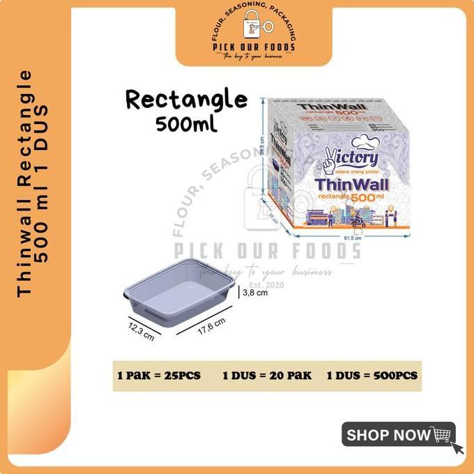 Thinwall Rectangle 500 Ml 1 Dus | Thinwall Persegi Panjang 500Ml
