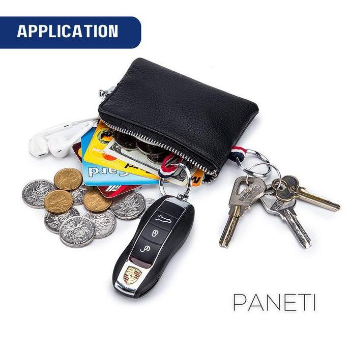 Dompet Koin Kartu Pria PANETI Ultra Thin Mini Zipper Pouch Kulit Asli HM