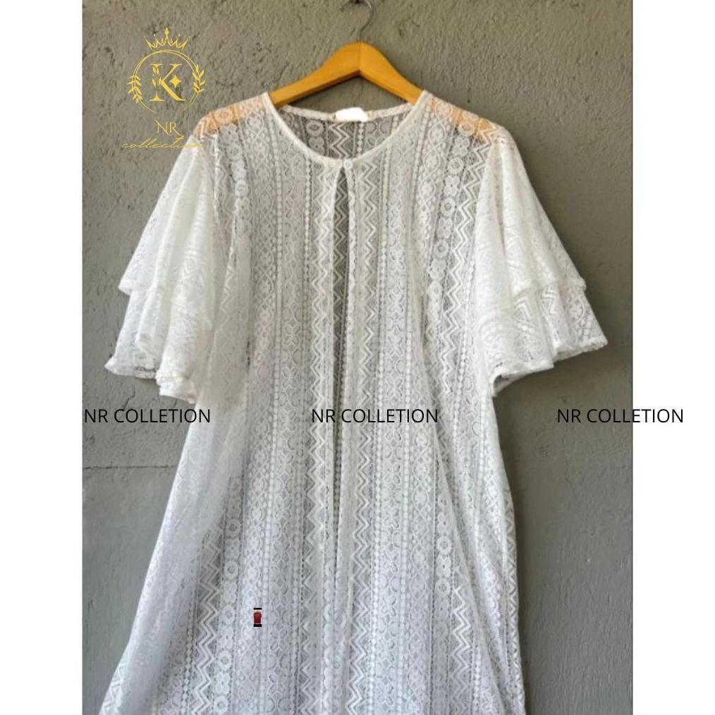 Saless Outer Brokat Malika Premium Lengan Ruffle /Outwear Wanita Muslimah Terbaru Kondangan