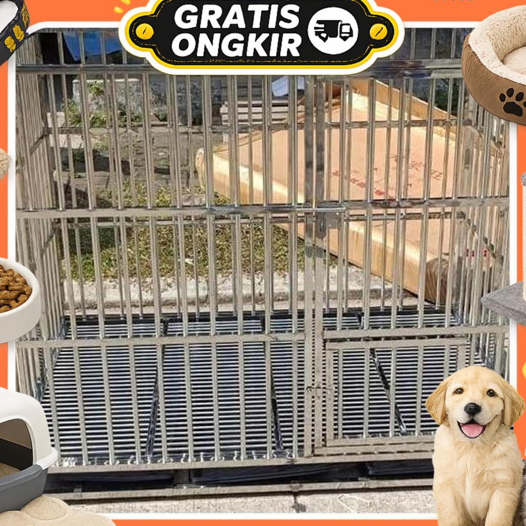 Kandang Anjing Lipat Besar Stenlis Xxl - Model Terbaru / Kandang Anjing Kucing Jumbo / Kandang Stain