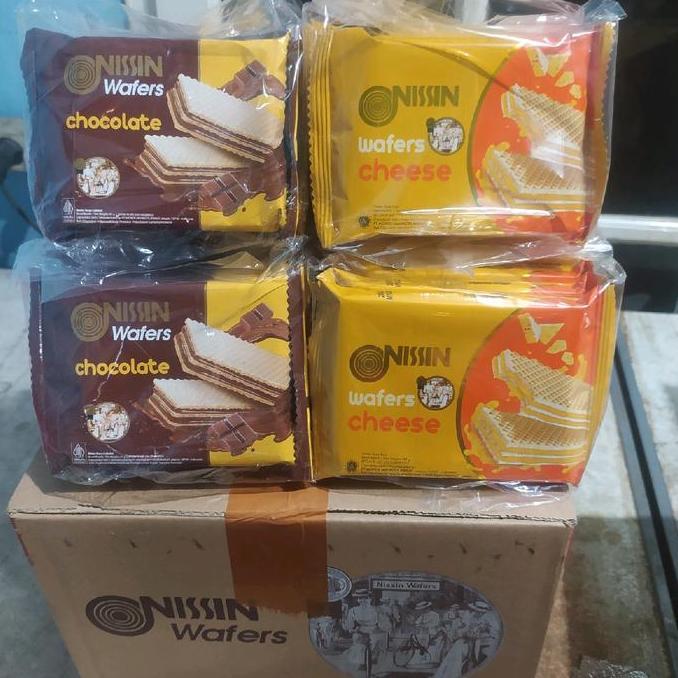 Wafers Nissin 1 Dus Varian Rasa Keju dan Cokelat - Wafers Cokelat Keju Kemasan , Cemilan , Jajanan C