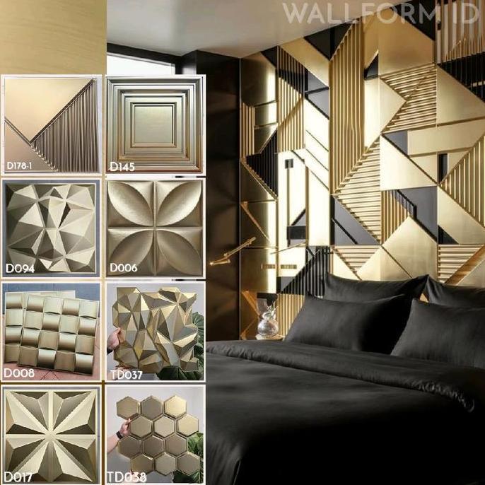 Premium 3D Champange Gold Series Pvc / Wallpanel Wall Panel Kamar