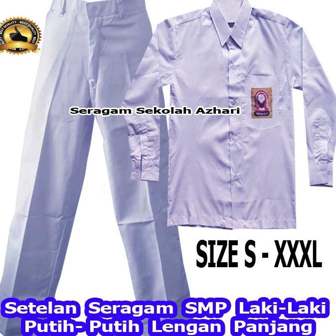 Diskon Setelan Seragam Smp Laki Laki Putih Putih Lengan Panjang- Seragam Sekolah Smp Putih Panjang L