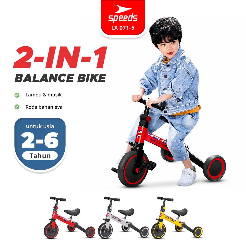 SPEEDS Sepeda Anak Roda 3 2IN1 Sepeda Mini Taxi Balance Bike Kick Bike 071-4
