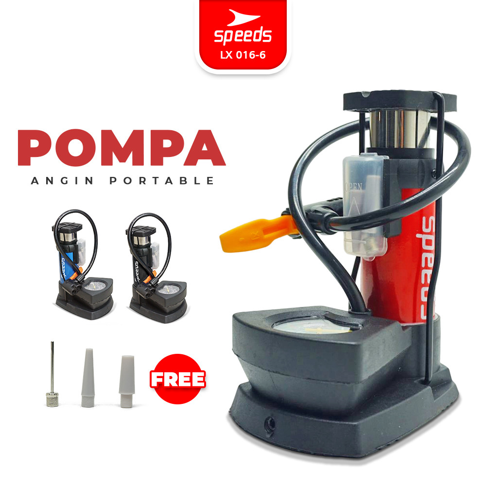 SPEEDS Pompa Angin Mini Foot Pump Portable Manual Untuk ban mobil, motor dan lainnya 016-6