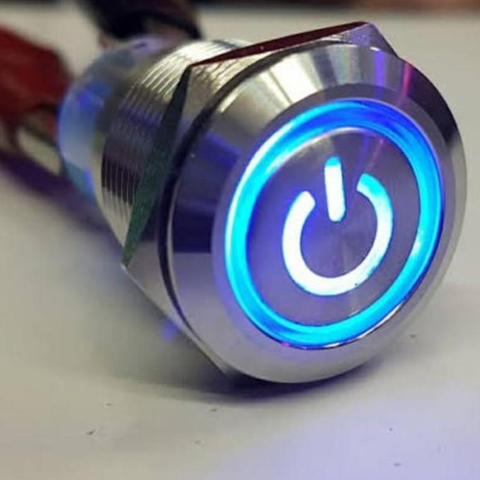 19Mm Push Button Stainless Waterproof Blue Asli