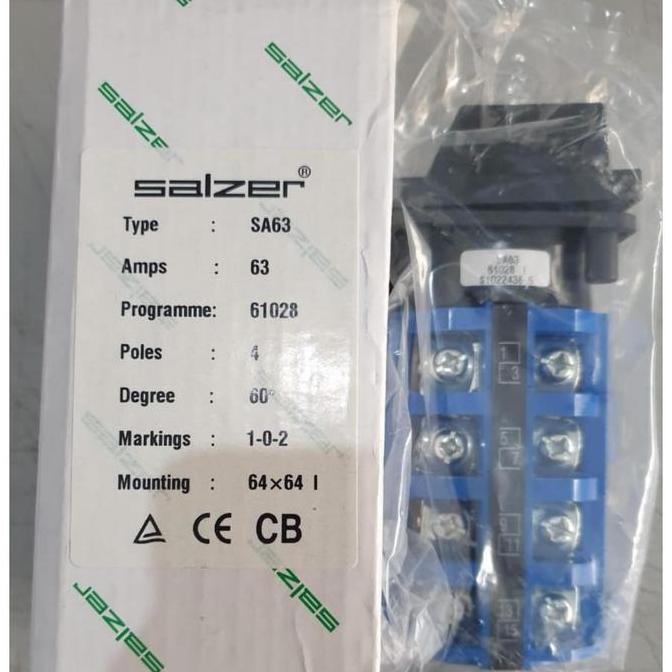 NEW Selector Switch Salzer On Off On 4P 63A COS Rotary Switch 1-0-2