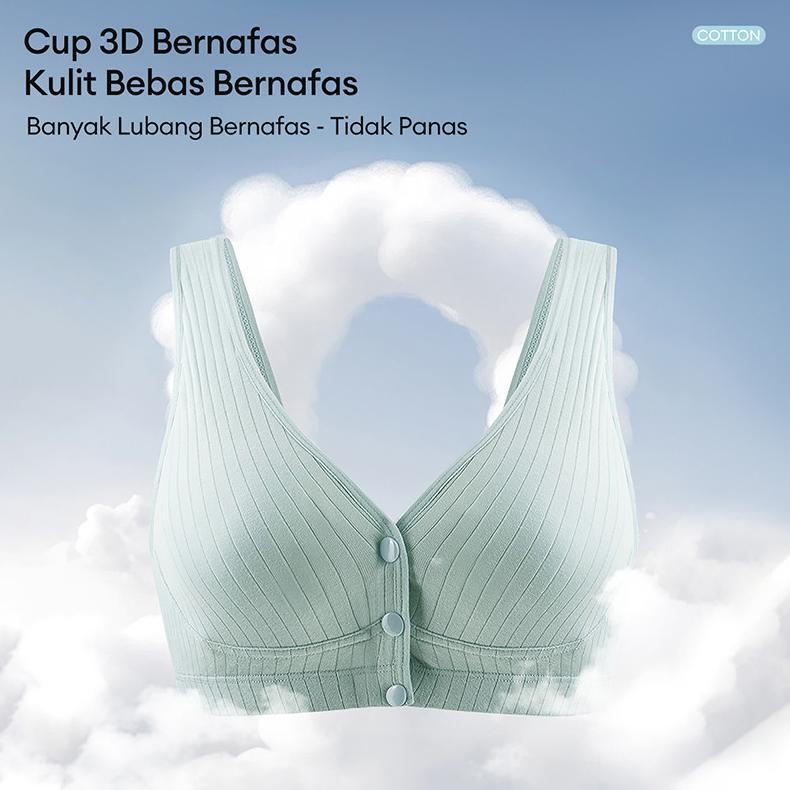Original 3Pcs Nursing Bra Seamless Tanpa Kawat Tanpa Jahitan Kancing Depan Bh Menyusui 1018Bra