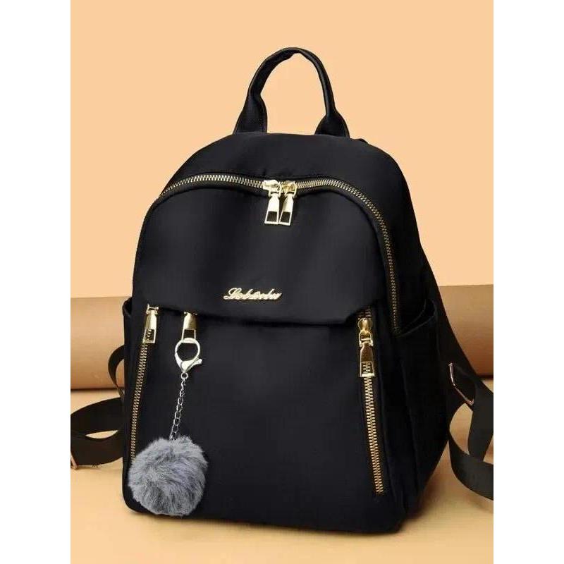 Simple Large Capacity Black Travel Backpack Women's Harajuku Style Student Backpack Unisex High Stre