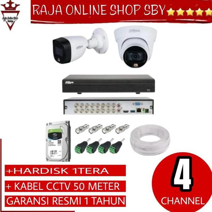 Paket CCTV 4 Channel 2 kamera Dahua Full Colour Garansi Resmi
