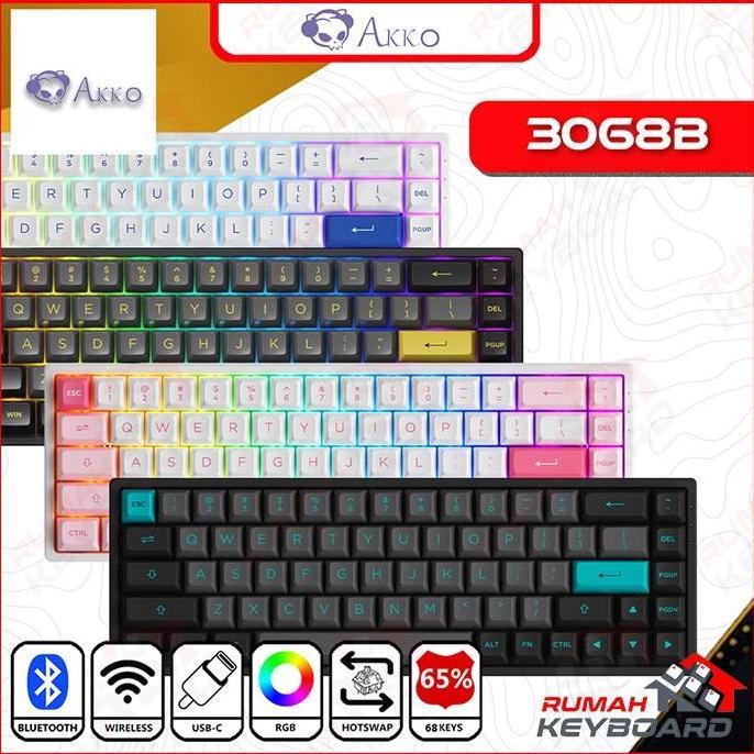 NEW MECHANICAL KEYBOARD - AKKO 3068B PLUS V2 - 65% - 3 MODE - RGB ORI