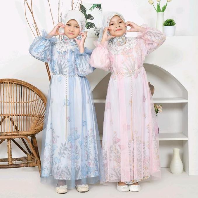 NEW SINARBARUKIDS GAMIS ANAK PEREMPUAN VANESSA CERUTY BABYDOLL OUTER TILE FREE BELT + JILBAB SEGI EM