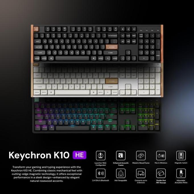 NEW KEYCHRON K10 HE WIRELESS MAGNETIC SWITCH CUSTOM KEYBOARD ORI