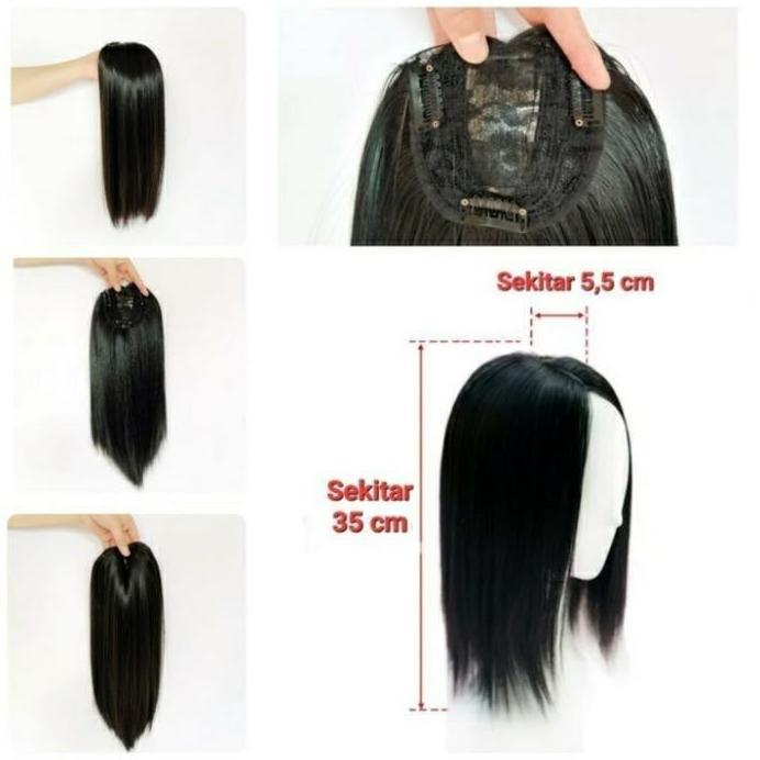 TOUPEE PONI BELAH TENGAH WIG PENUTUP UBAN PONI PANJANG BELAH TENGAH TOUPEE TANPA PONI PROMO