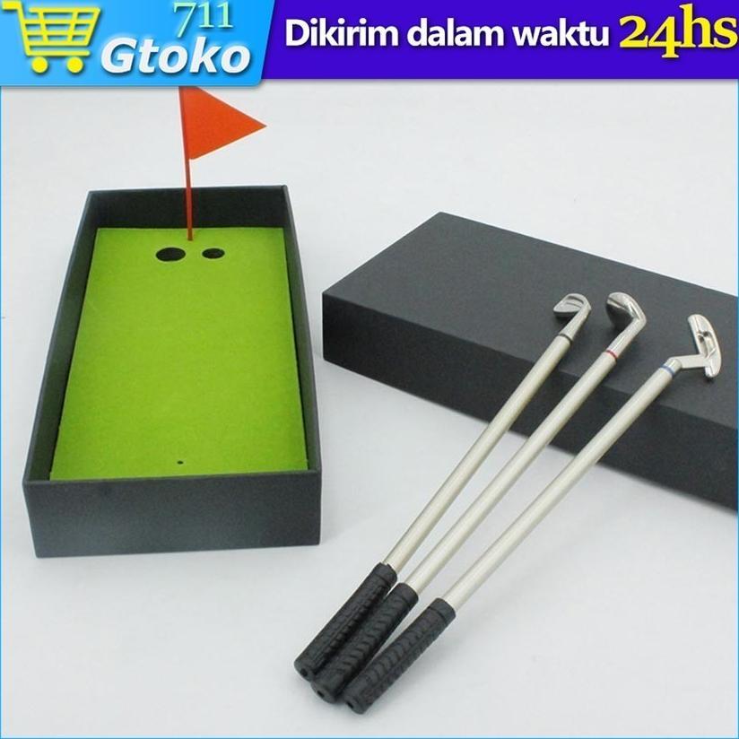 Mainan Golf Mini Pena Set Desktop Stick Mat Golf Mini Pulpen Gel terlaris