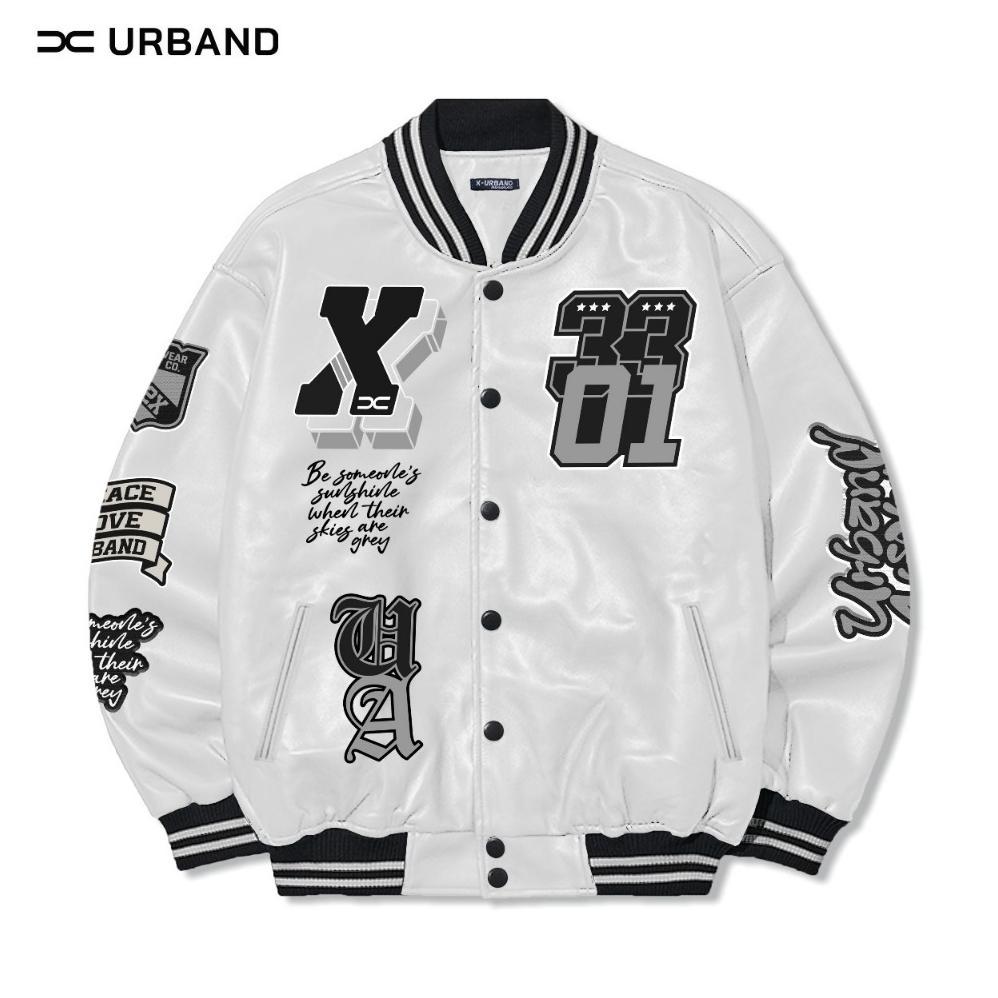 DISKON X U A  Jaket Varsity Baseball Leather Sintetis Embroidery