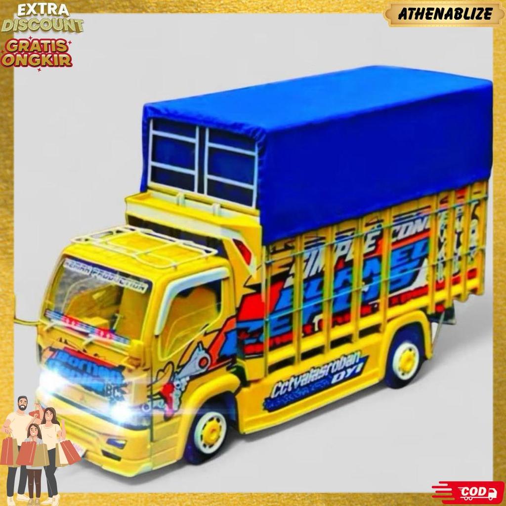 Miniatur Truk Oleng Wahyu Abadi Miniatur Truk Kayu Asli Full Variasi Lampu Terpal Dijamin Bagus