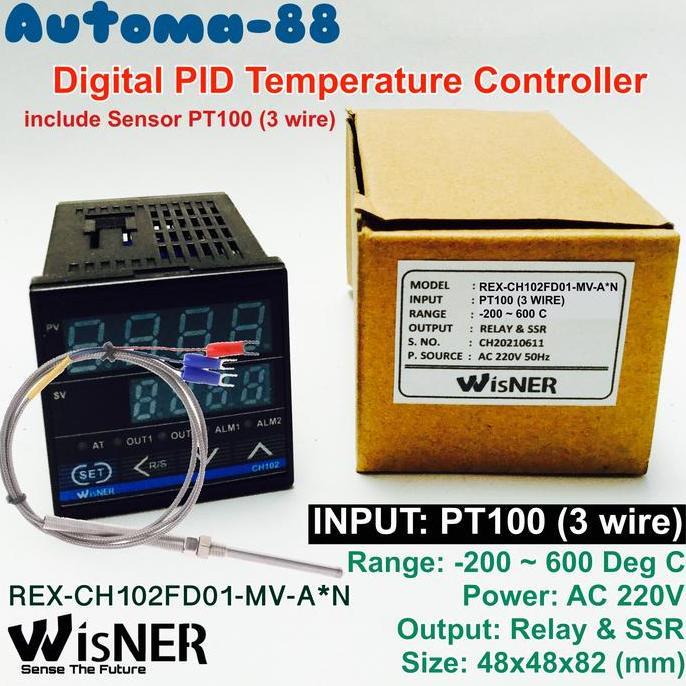AMC PAKET THERMOSTAT DIGITAL WISNER CH102 OUT RELAY DAN SSR INPUT RTD PT100 3 KABEL