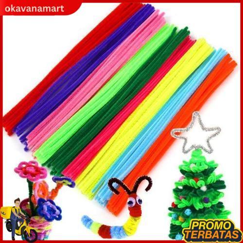 Grosir 100Pcs/30Cm Kawat Bulu Mercy Pastel Mix Kawat Bulu Mainan Anak Craft Diy Kerajinan Tangan Pip