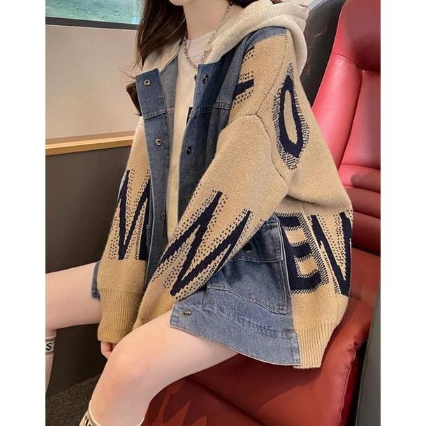 PROMO JAKET DENIM ZIGZAG OVERSIZE - JAKET ZIPPER HOODIE GAYA KOREAN - PATCH WORK JAKET