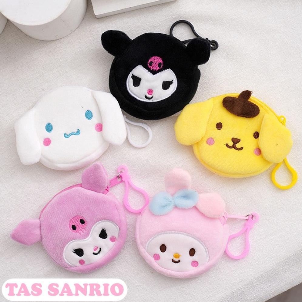 OFFICIAL DOMPET KOIN SANRIO GANTUNGAN KUNCI DOMPET KOIN SANRIO TAS MINI BULU DOMPET KARAKTER LUCU TE
