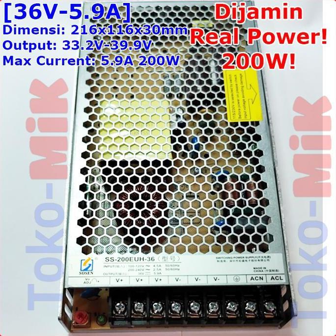 adaptor power supply output dc 36v 4a 5a 8a 10a 12a 3.2a 4.2a 5.9a 9.7a 33v-40v real power jaring ca