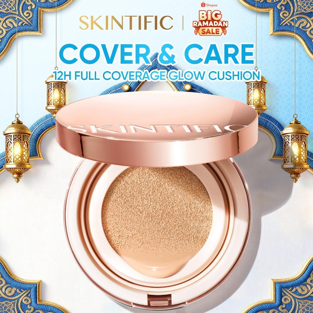 PROMO SKINTIFIC - Cover All Perfect Cushion|Flawless & Glow Finish Cocok untuk Kulit Berminyak Berje