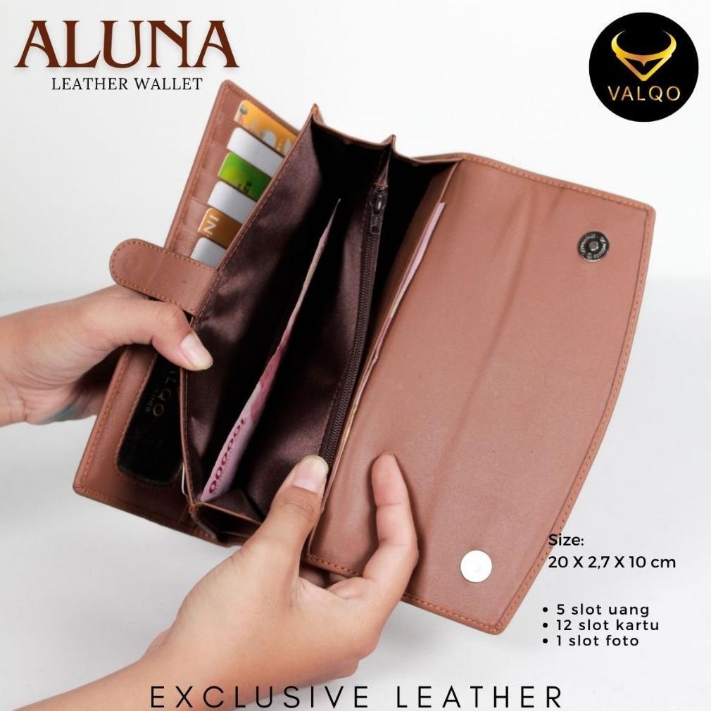 Premium Valqo Aluna Dompet Kulit Kulit Sapi Dompet Wanita Perempuan Dompet Panjang Dompet Kartu