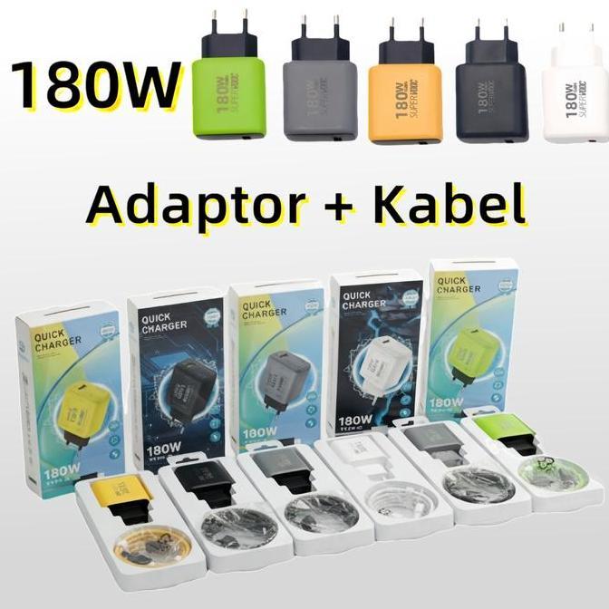 Adaptor Charger + Kabel TYPE C Micro Fast Charging Universal Daya Kustom 139 USB-A 180W Pengisian Ce