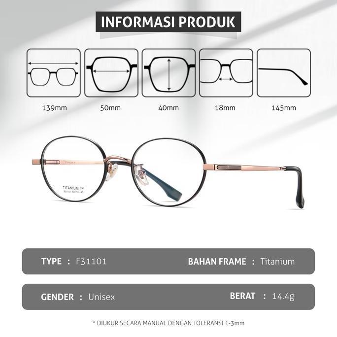 Grosir Kacamata Minus Anti Blueray Photocromic Colore.In Oval Titanium Ringan F31101