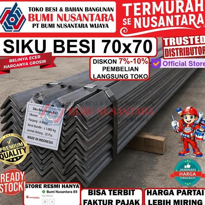 SIKU BESI 70X70 6 METER SNI STEEL ANGLE CARBON STEEL