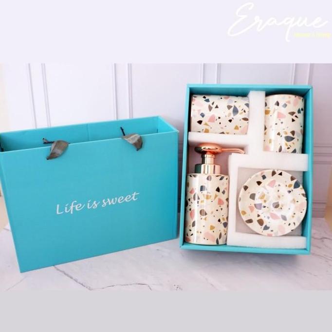 Grosir Terrazo Bathroom Set / Tempat Sabun Mandi Cair Batang Keramik Estetik