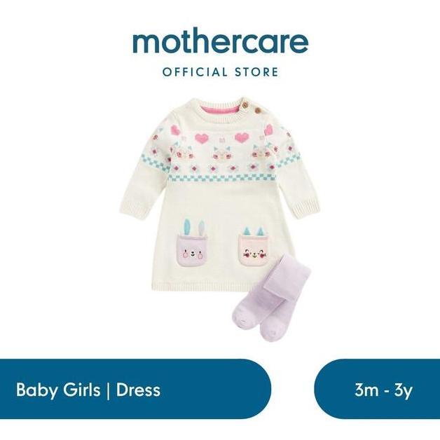 Mothercare Rabbit Dress & Tights Set - Set Bayi Perempuan (Krem)