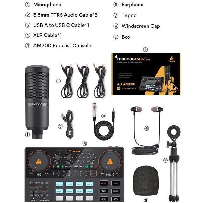 Maono AU AM200 S1 paket Podcast karaoke recording Lengkap S1