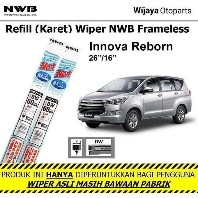 Refill Karet Wiper Innova Reborn NWB Japan ukuran 26"&16"