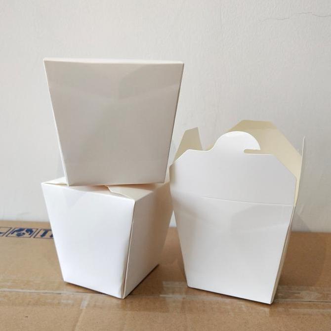 [25 Pcs] Paper Food Pail White Large 12 Oz / Rice Box Starindo L Terlaris